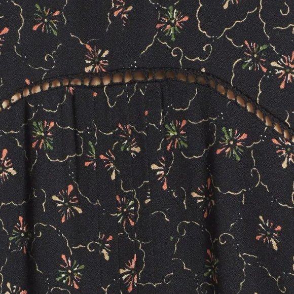 297 FREE PEOPLE Debby Dot Deeby Floral Romper Playsuit Black sz S Women's Casual - Picture 6 of 14